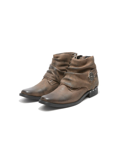DETW OnLine Handmade Waxed Leather Studded Square Toe Chelsea Women&