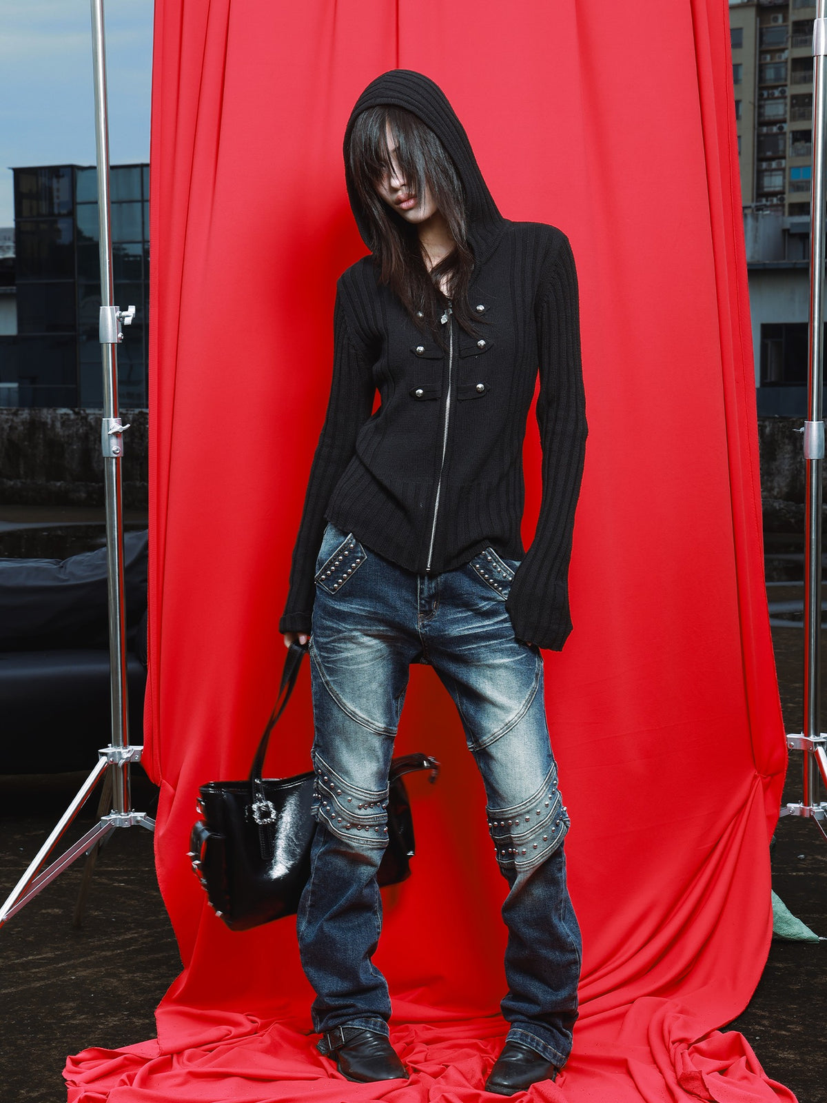 DETW OnLine Hooded Geometric Palace Style Women&