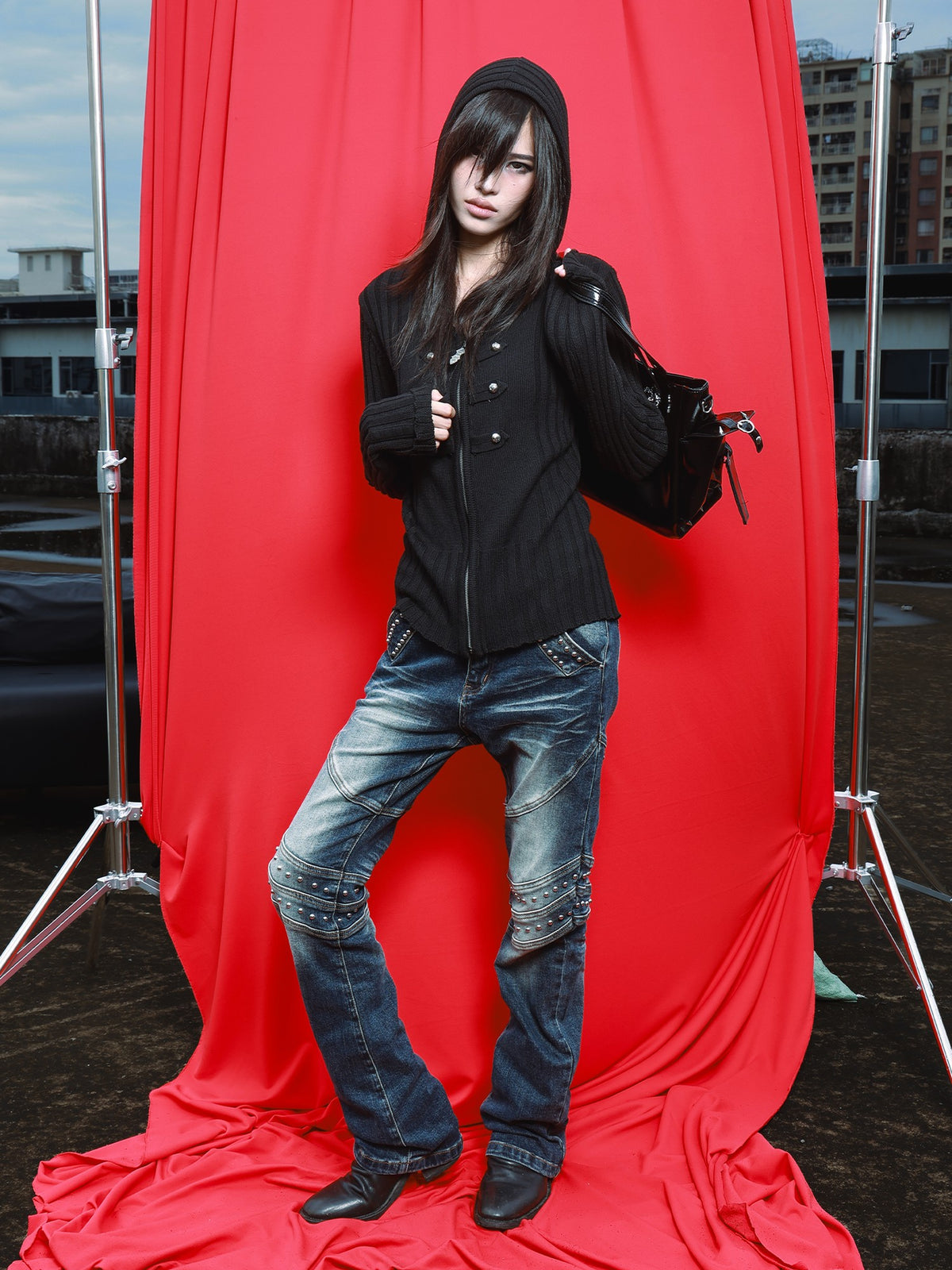 DETW OnLine Hooded Geometric Palace Style Women&