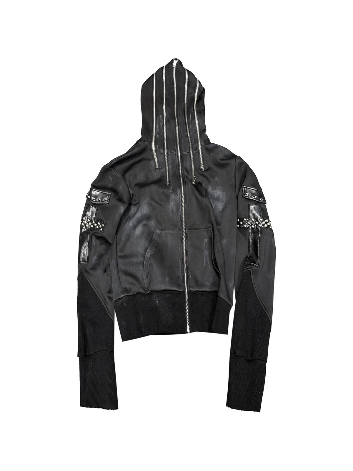 DETW_OnLine_Multi_Zip_Studded_Distressed_Washed_Hooded_Women&
