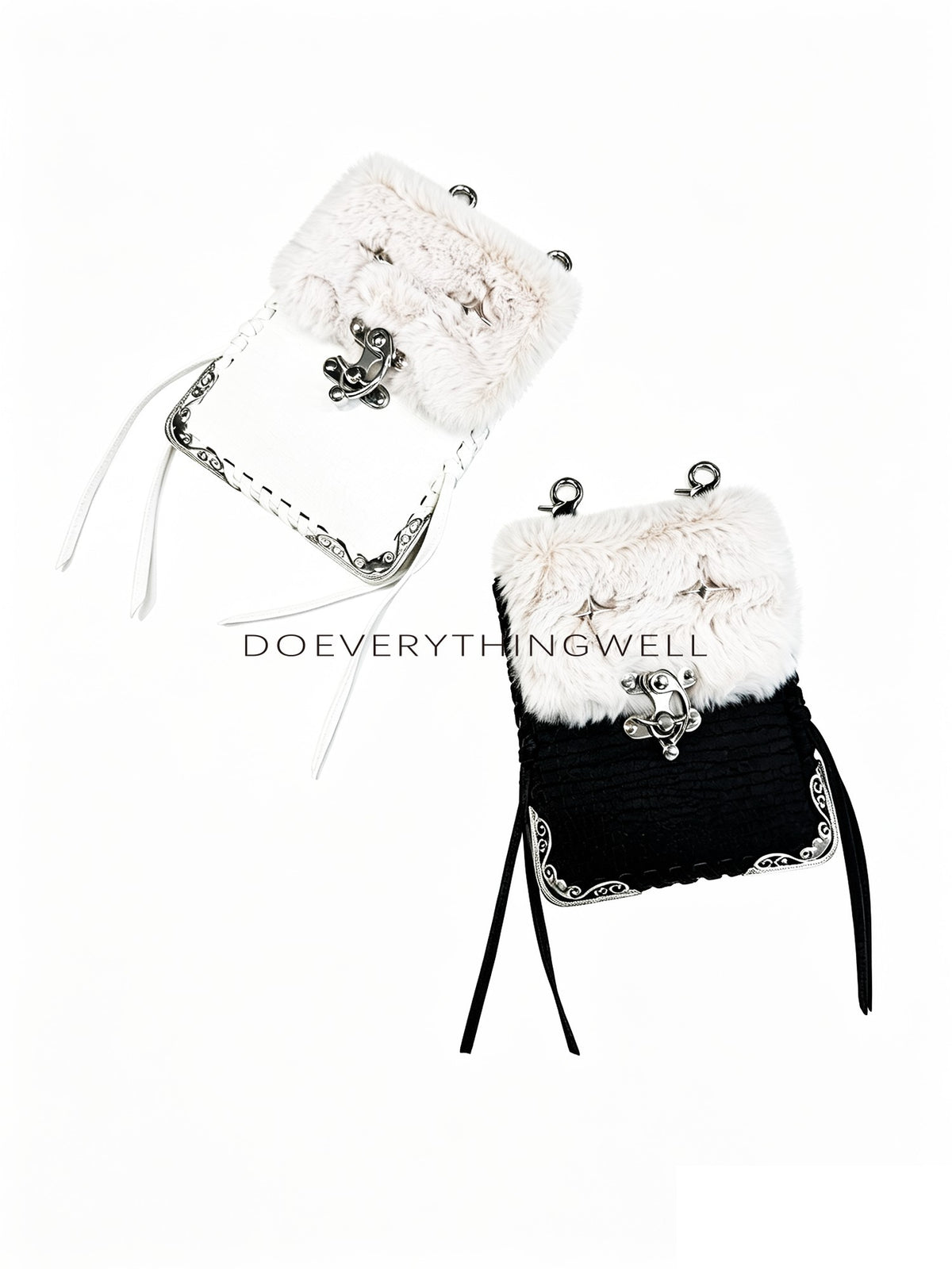 DETW OnLine Plush Spliced Leather Metal Decor Handwoven Square Women&