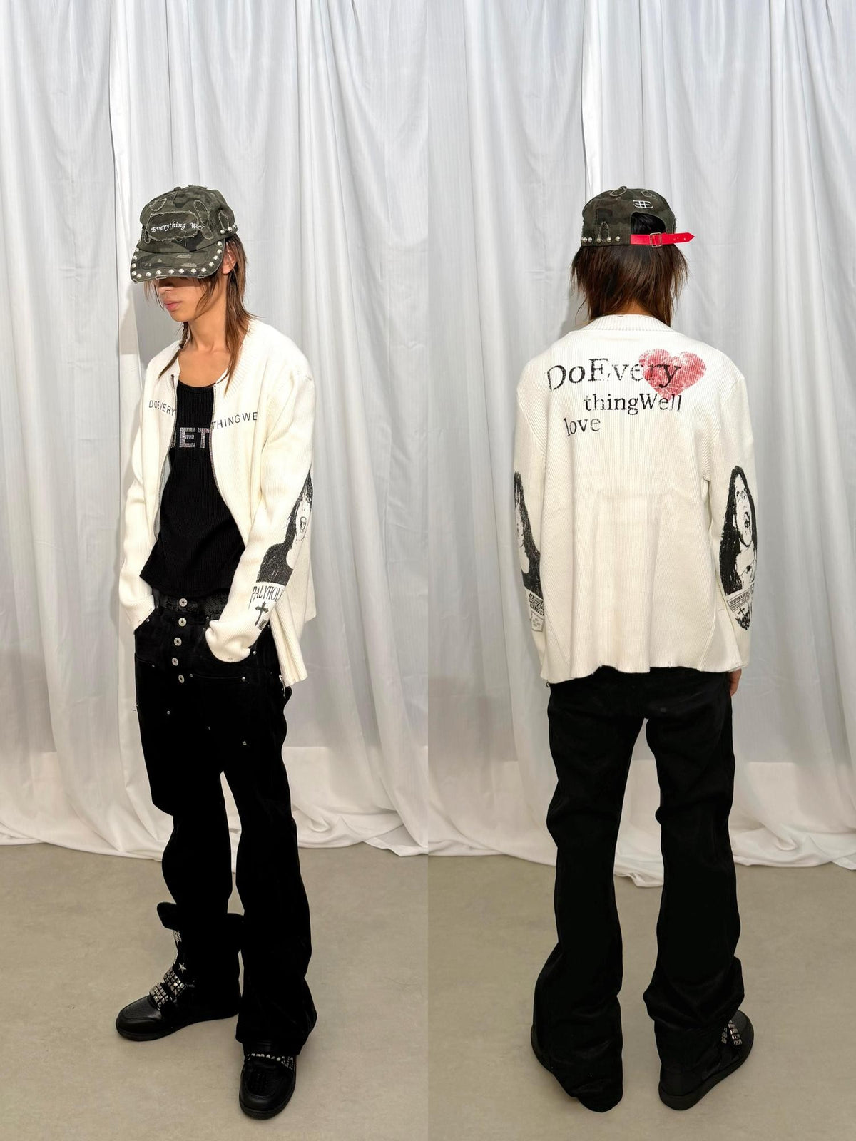 DETW OnLine Portrait Slogan Print Textured Ribbed Knit Women&