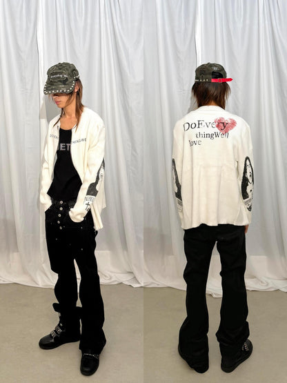DETW OnLine Portrait Slogan Print Textured Ribbed Knit Women&