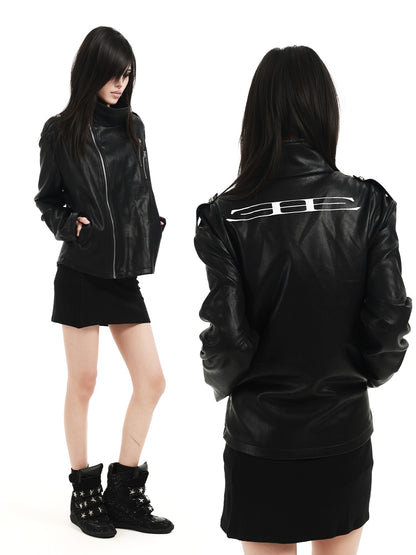 DETW OnLine Studded Embroidered Graphic Zipper Cropped Dark Women&