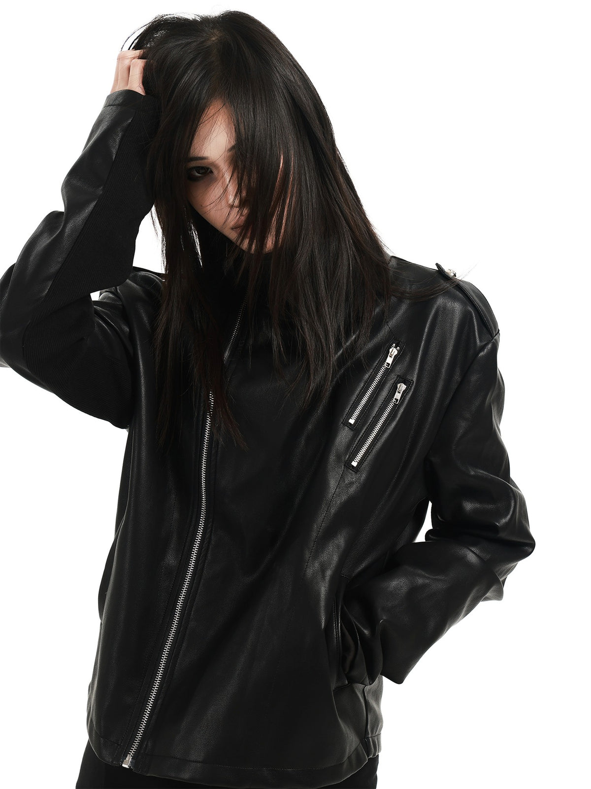 DETW OnLine Studded Embroidered Graphic Zipper Cropped Dark Women&