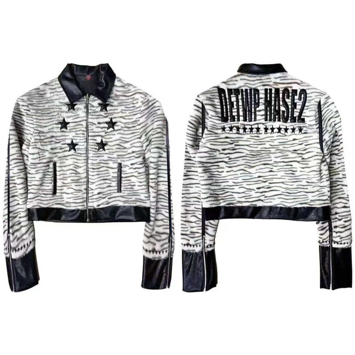 DETW_OnLine_Tiger_Print_Patchwork_Slim_Fit_Lapel_Cropped_Women&