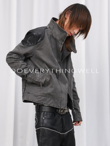 DETW OnLine Washed Faux Leather Panelled Diamond Quilted Distressed Metal Badge Women&