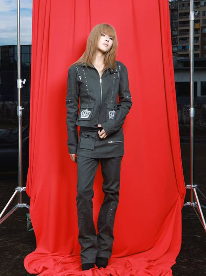 DETW OnLine Washed Waxed Studded Structured Slim Fit Women&