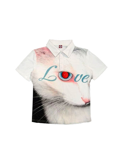 DETW_onLine_3d_Cat_Digital_Print_Polo_Collar_Slimming_Women&