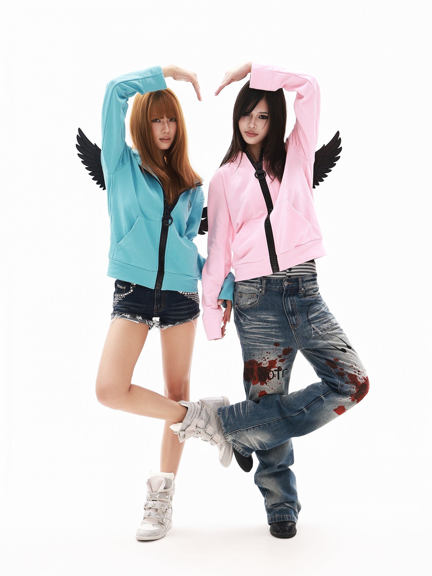 DETW onLine 3d Decorative Wings Crown Big Zipper Women&