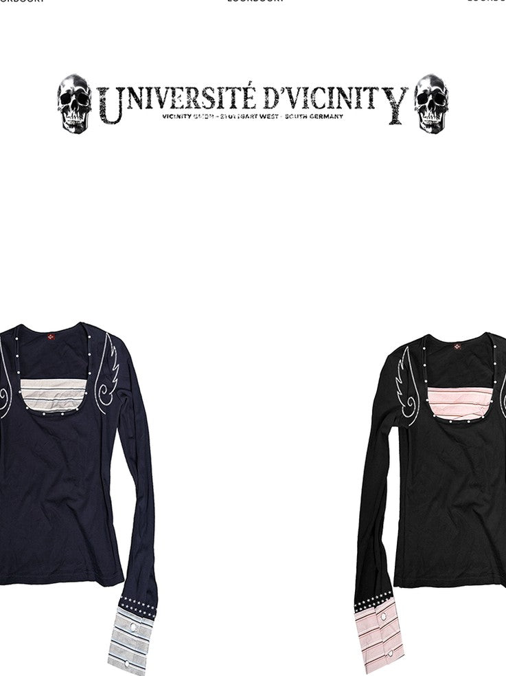 DETW onLine Angel Slogan Striped Colorblock Women&