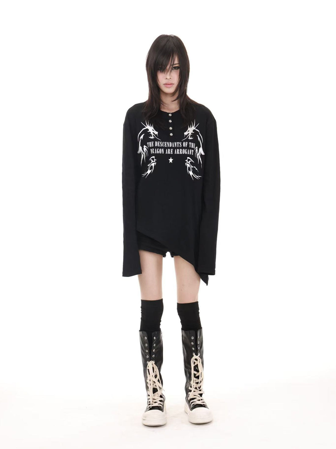 DETW onLine Asymmetrical Gold Dragon Hot Stamped Women&