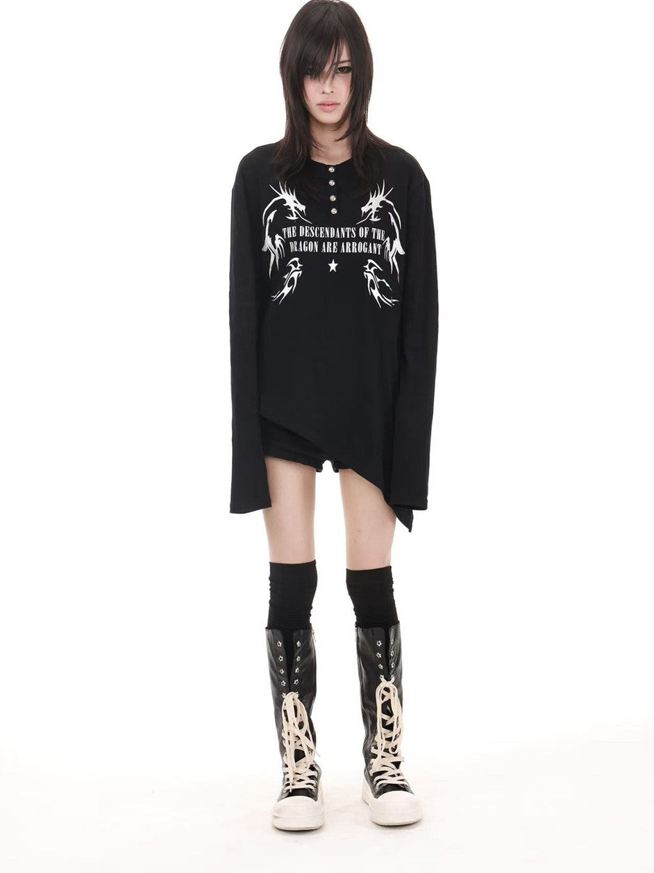 DETW onLine Asymmetrical Gold Dragon Hot Stamped Women&
