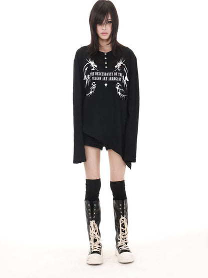 DETW onLine Asymmetrical Gold Dragon Hot Stamped Women&
