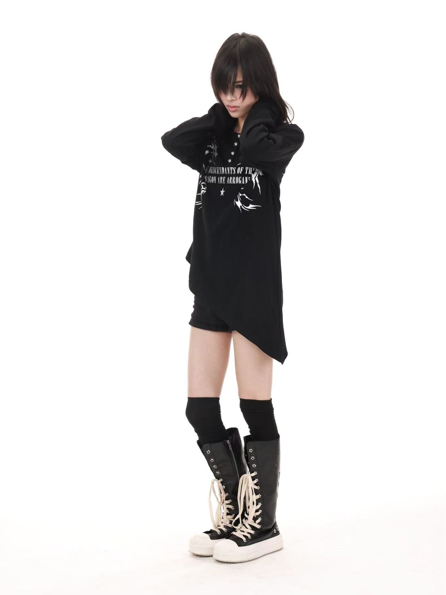 DETW onLine Asymmetrical Gold Dragon Hot Stamped Women&