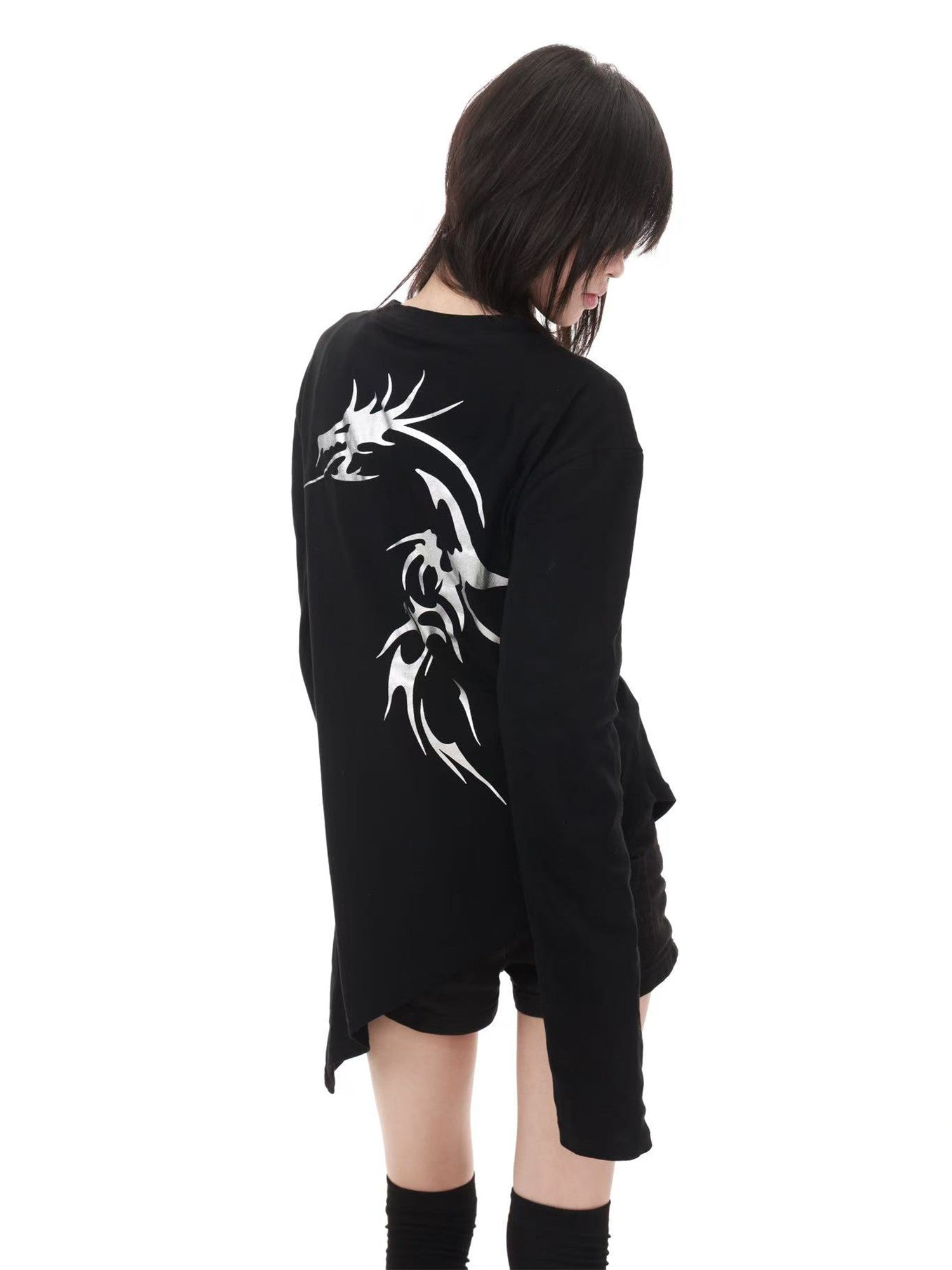 DETW onLine Asymmetrical Gold Dragon Hot Stamped Women&