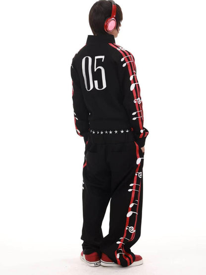 DETW onLine Black 3d Embroidered Music Symbol Women&
