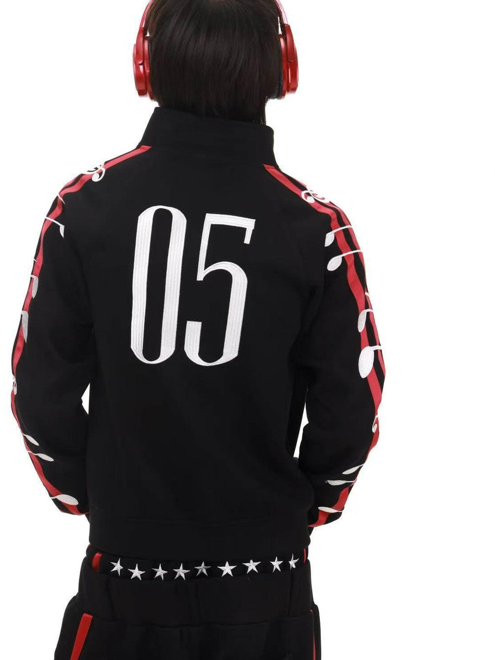 DETW onLine Black 3d Embroidered Music Symbol Women&