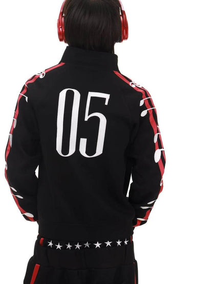 DETW onLine Black 3d Embroidered Music Symbol Women&