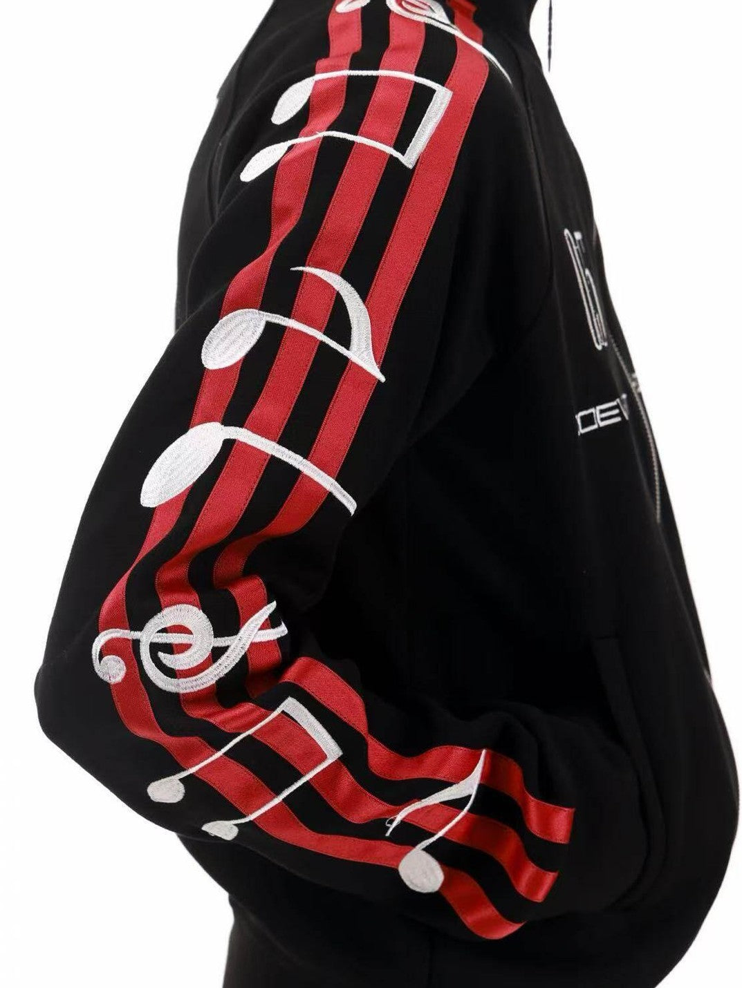 DETW onLine Black 3d Embroidered Music Symbol Women&