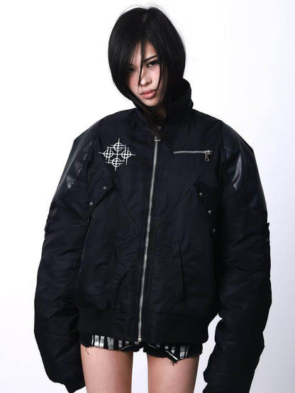 DETW onLine Black Armor Patchwork Embroidered Women&