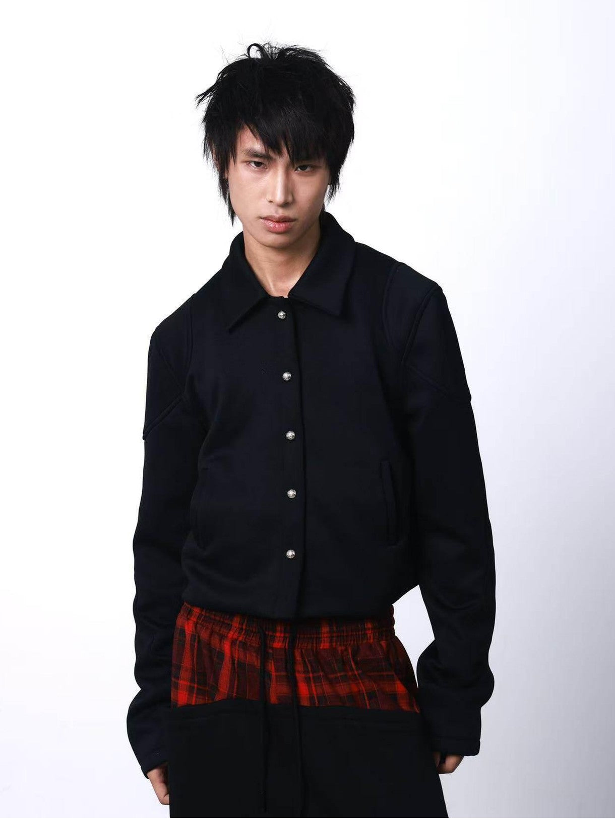 DETW onLine Black Armored Metal Button Palace Lapel Women&
