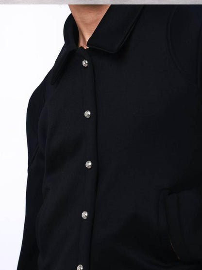 DETW onLine Black Armored Metal Button Palace Lapel Women&
