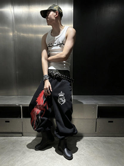 DETW onLine Black Camo Contrast Embroidery Baggy Women&