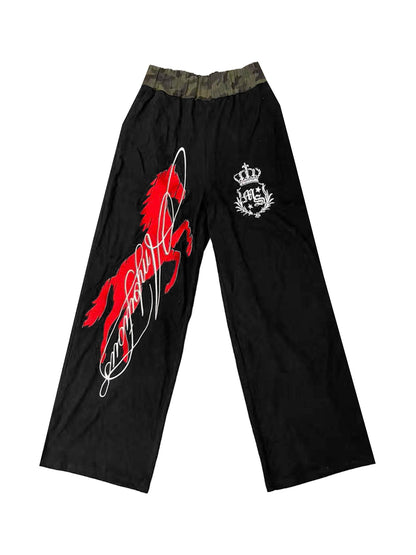 DETW onLine Black Camo Contrast Embroidery Baggy Women&