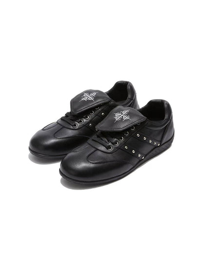 DETW onLine Black Cross Studded Metal Buckle Goodyear Women&
