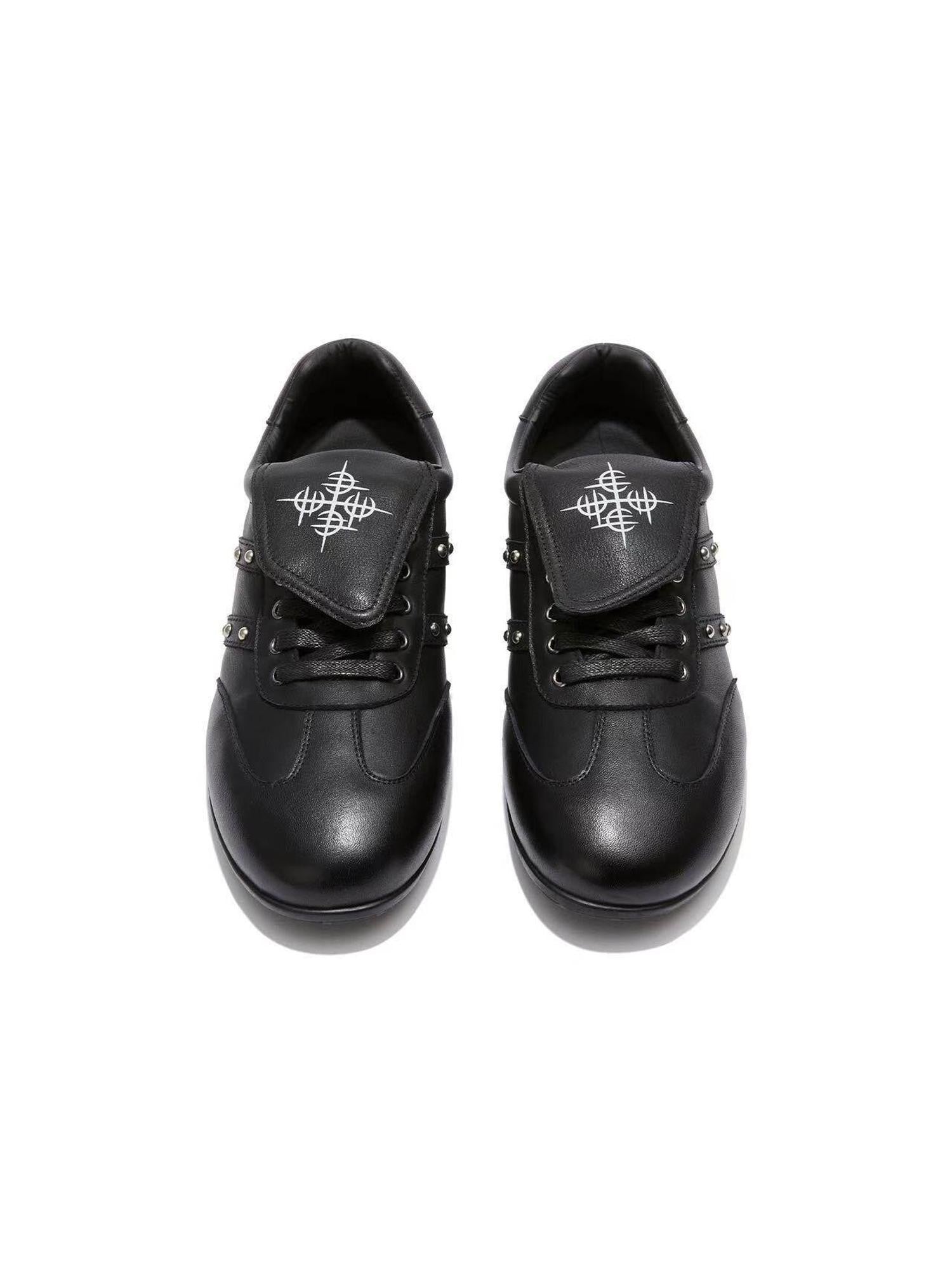 DETW onLine Black Cross Studded Metal Buckle Goodyear Women&