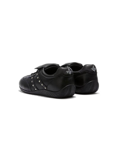 DETW onLine Black Cross Studded Metal Buckle Goodyear Women&