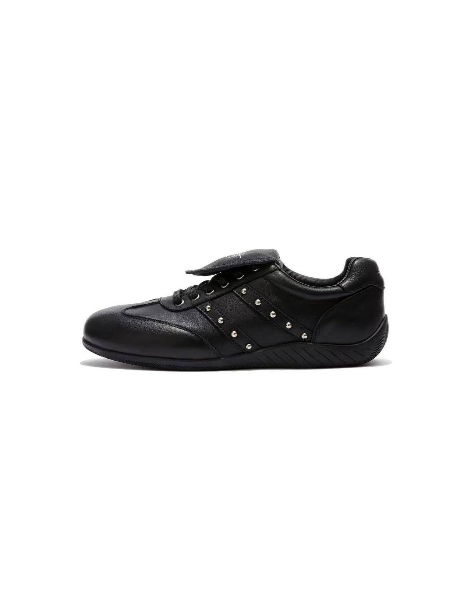 DETW onLine Black Cross Studded Metal Buckle Goodyear Women&