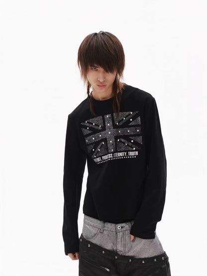 DETW onLine Black Glitter Union Jack Rhinestone Women&