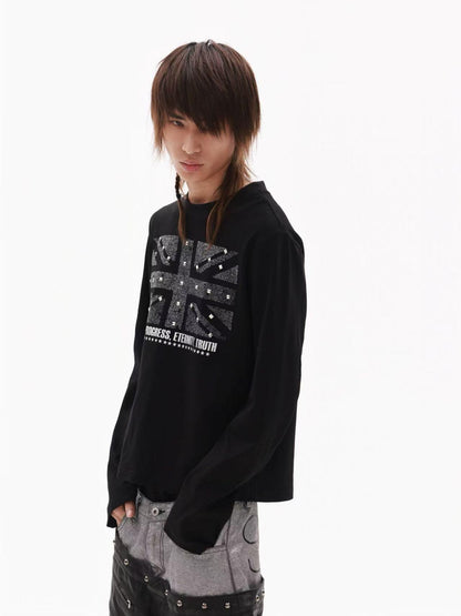 DETW onLine Black Glitter Union Jack Rhinestone Women&