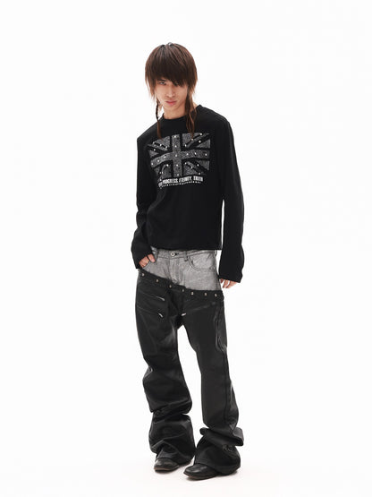 DETW onLine Black Glitter Union Jack Rhinestone Women&