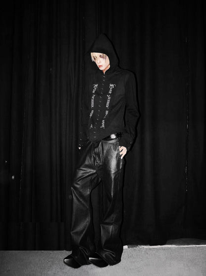 DETW onLine Black Gothic Button Placket Digital Print Women&
