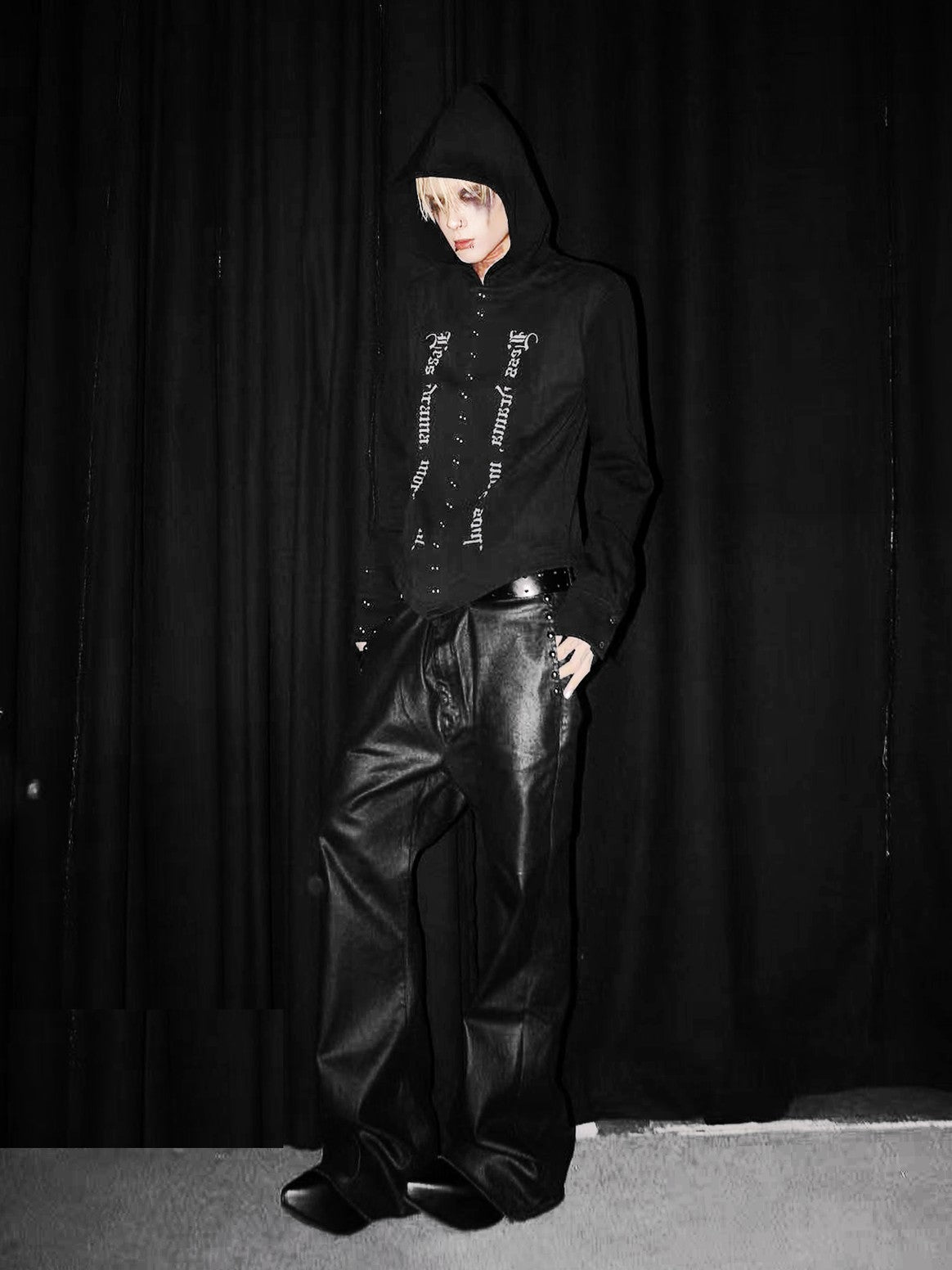 DETW onLine Black Gothic Button Placket Digital Print Women&