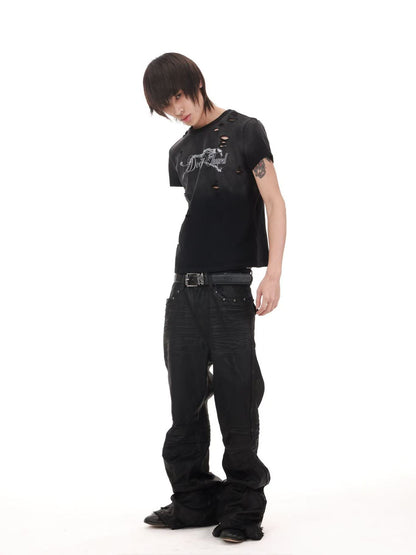 DETW onLine Black Panther Distressed Digital Print Women&