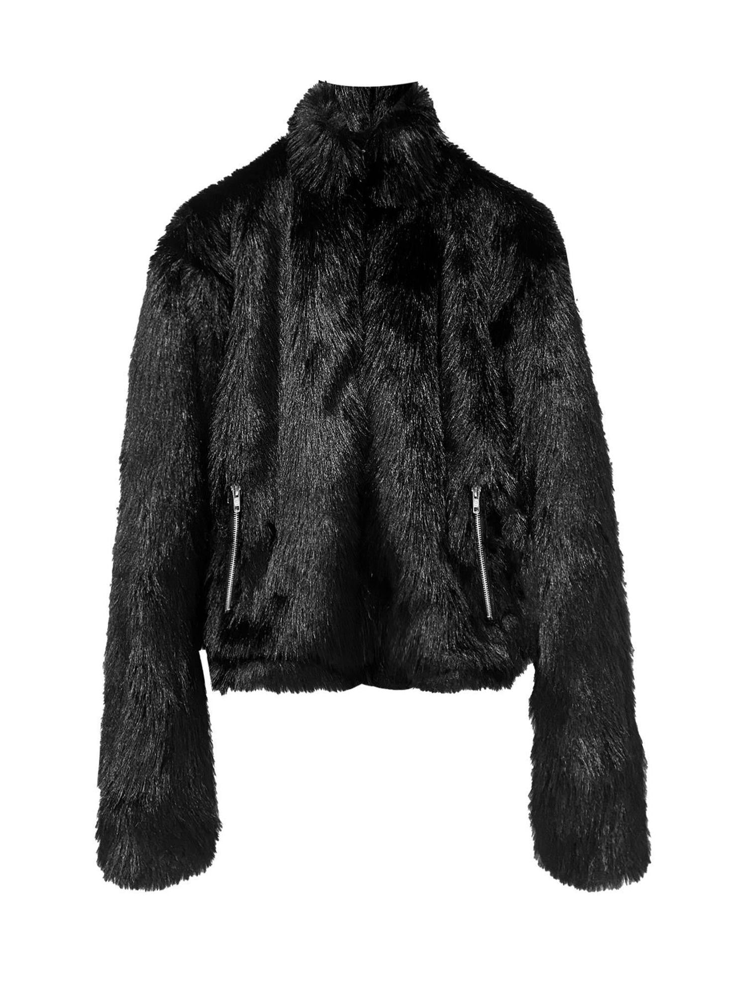 DETW onLine Black Plush Fur Studded Totem Reversible Quilted Women&