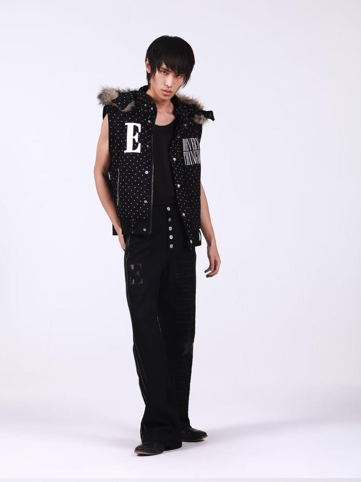 DETW onLine Black Polka Dot Detachable Sleeves Hooded Women&