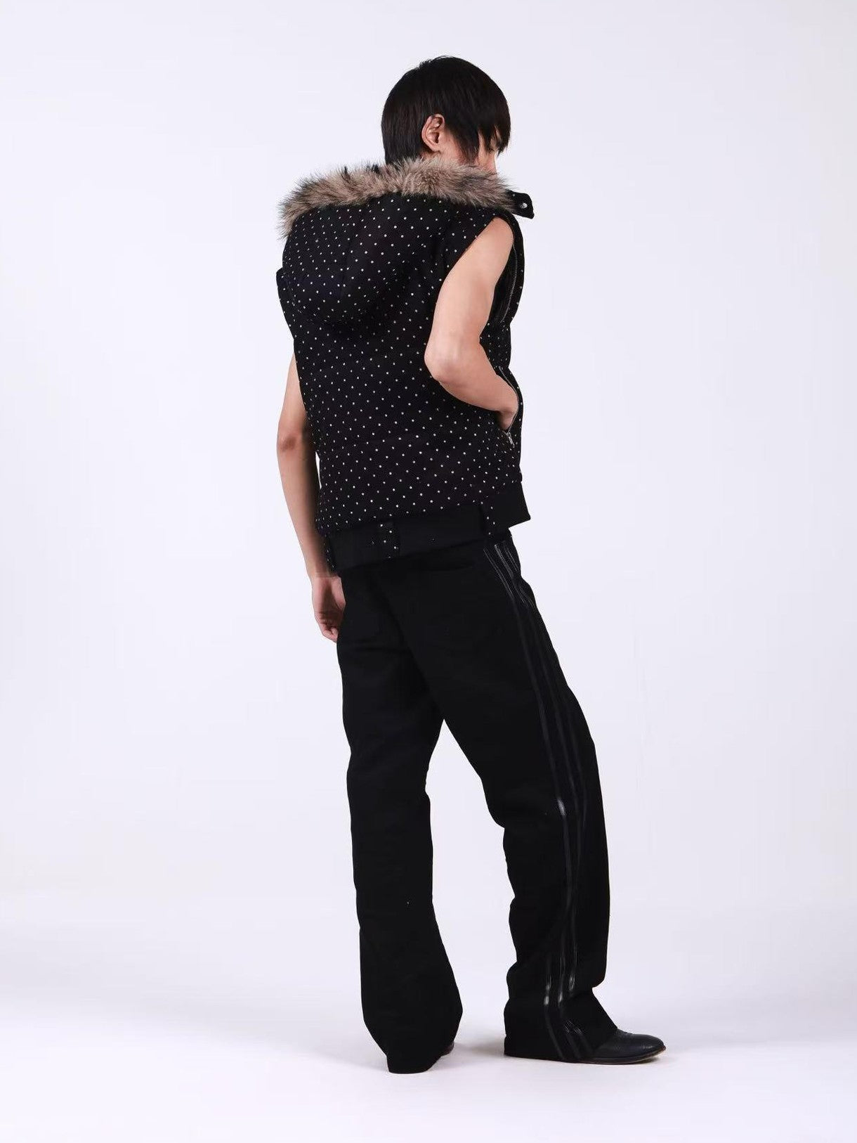 DETW onLine Black Polka Dot Detachable Sleeves Hooded Women&
