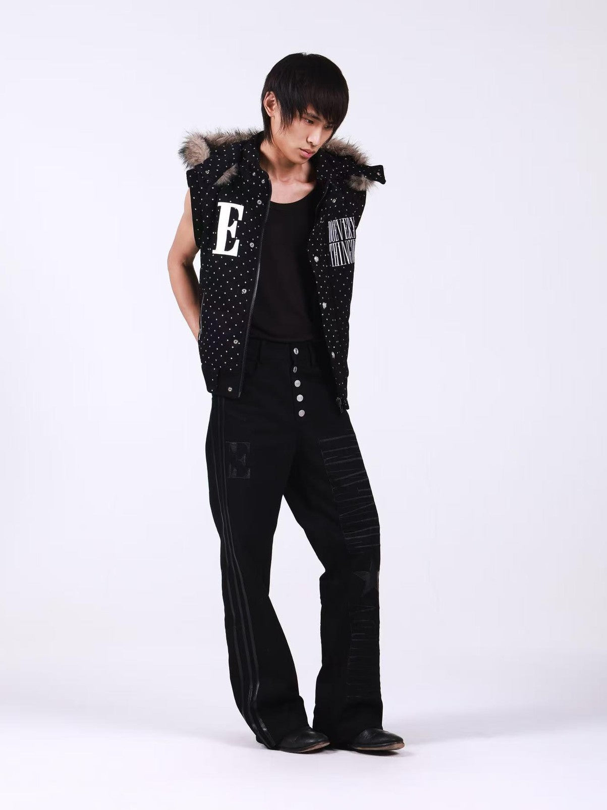DETW onLine Black Polka Dot Detachable Sleeves Hooded Women&