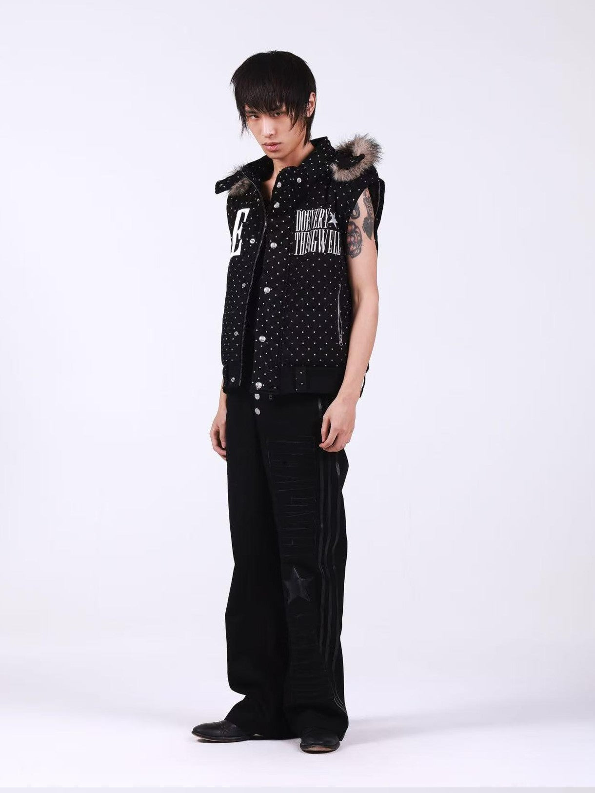 DETW onLine Black Polka Dot Detachable Sleeves Hooded Women&