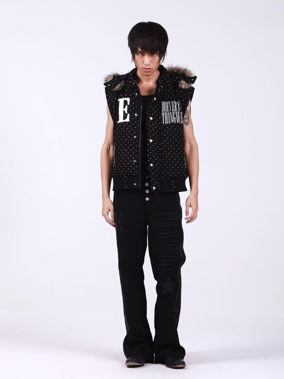 DETW onLine Black Polka Dot Detachable Sleeves Hooded Women&