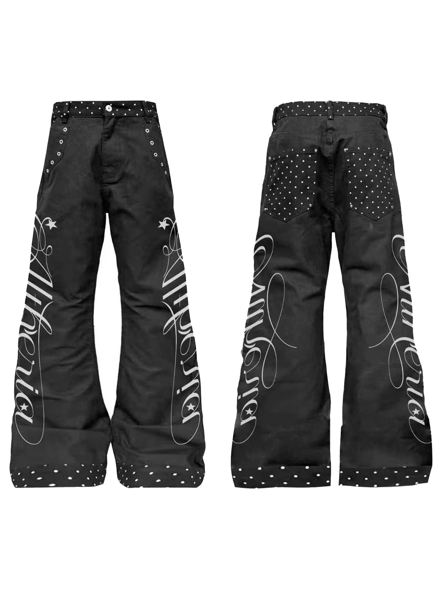 DETW_onLine_Black_Polka_Dot_Patchwork_Mid_Rise_Women&