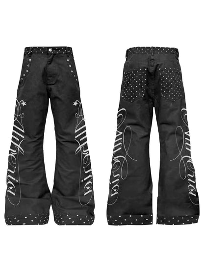 DETW_onLine_Black_Polka_Dot_Patchwork_Mid_Rise_Women&