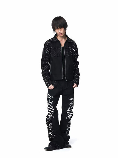 DETW onLine Black Polka Dot Patchwork Mid Rise Women&