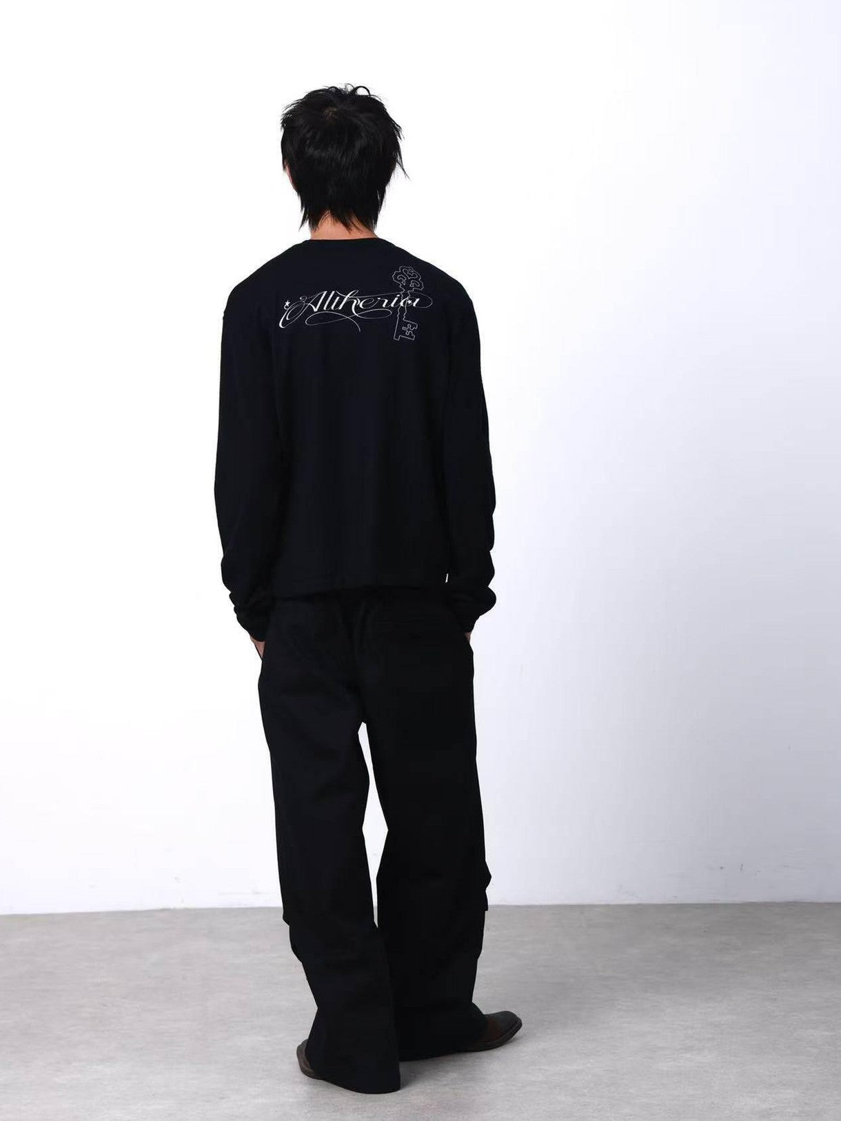 DETW onLine Black Portrait Grid Slogan Print Dark Punk Embroidered Women&