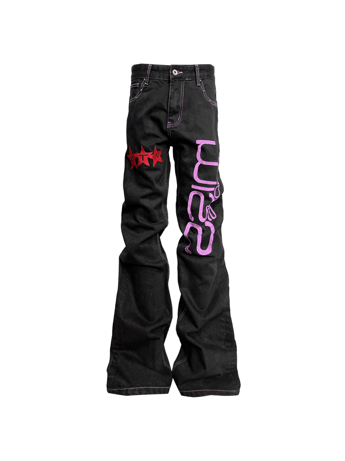 DETW_onLine_Black_Purple_Thread_Rivet_Embroidered_Letter_Women&
